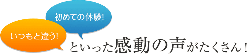 初めての体験!いつもと違う!といった感動の声がたくさん！