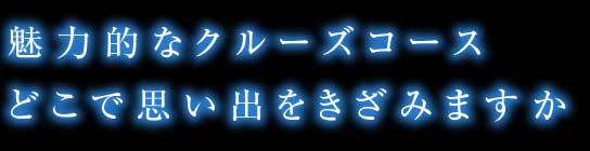 魅力的なクルーズコース。どこで思い出をきざみますか？