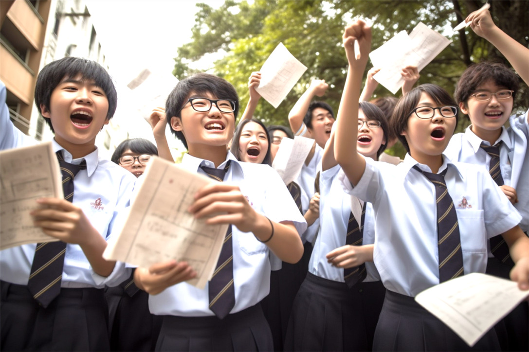 合格発表で盛り上がる学生たち