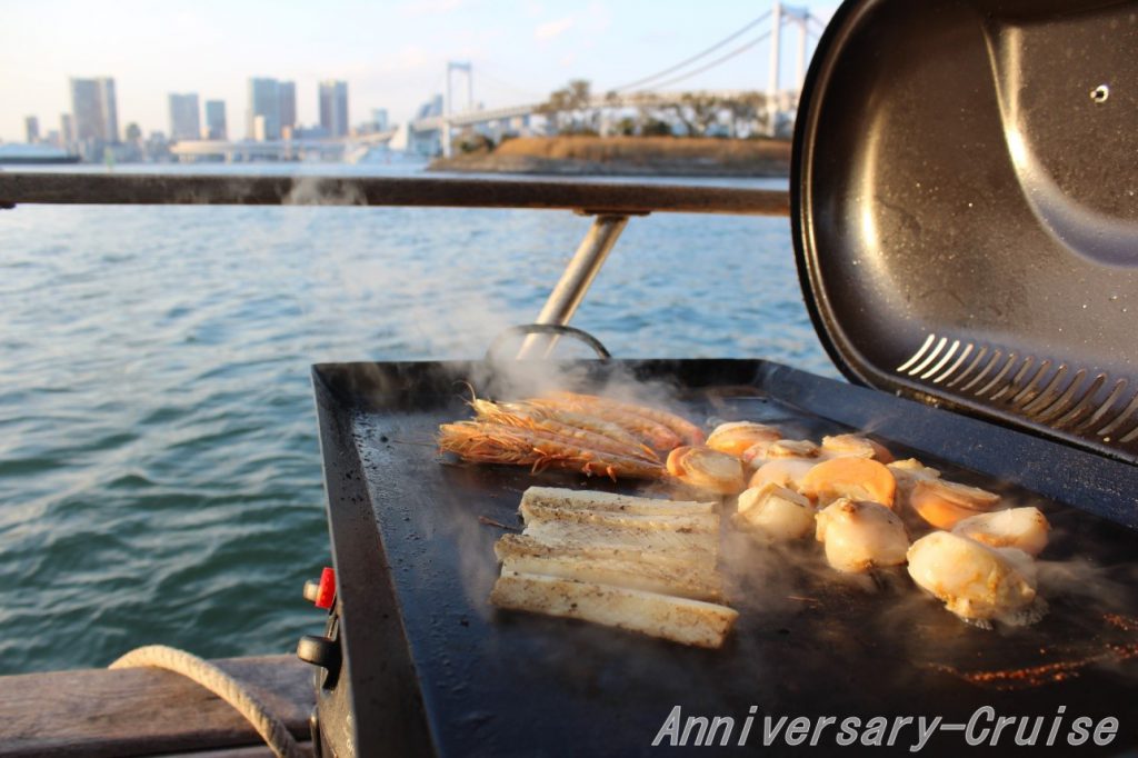 船上でのBBQ