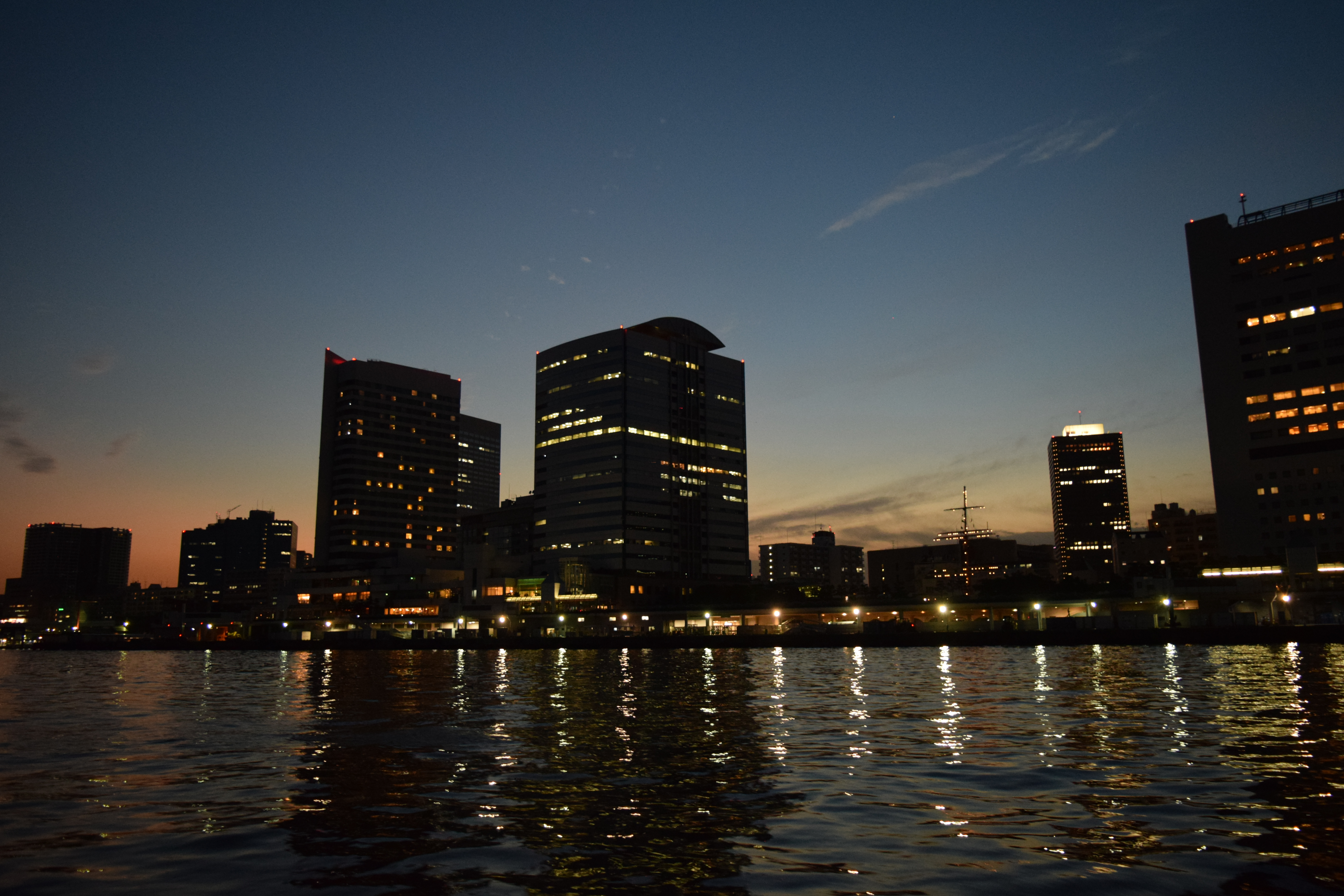 海から眺めた夜景