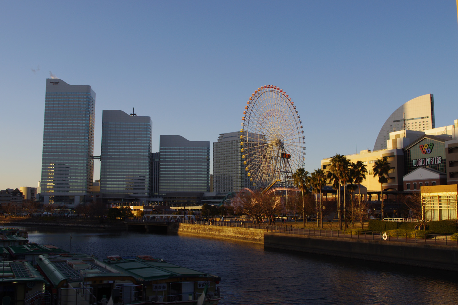 横浜の観覧車と周りの建物