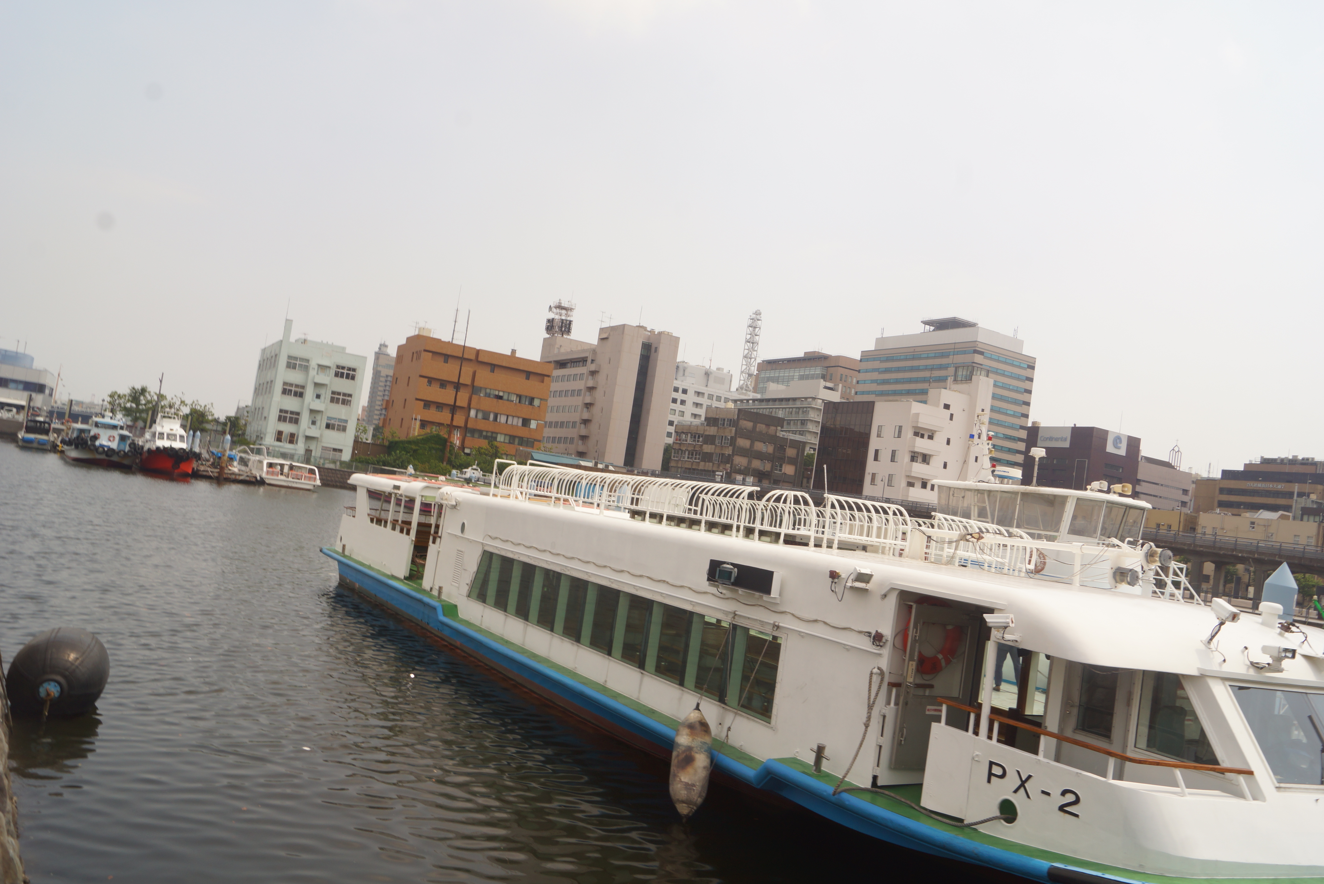 水辺に停まっている船