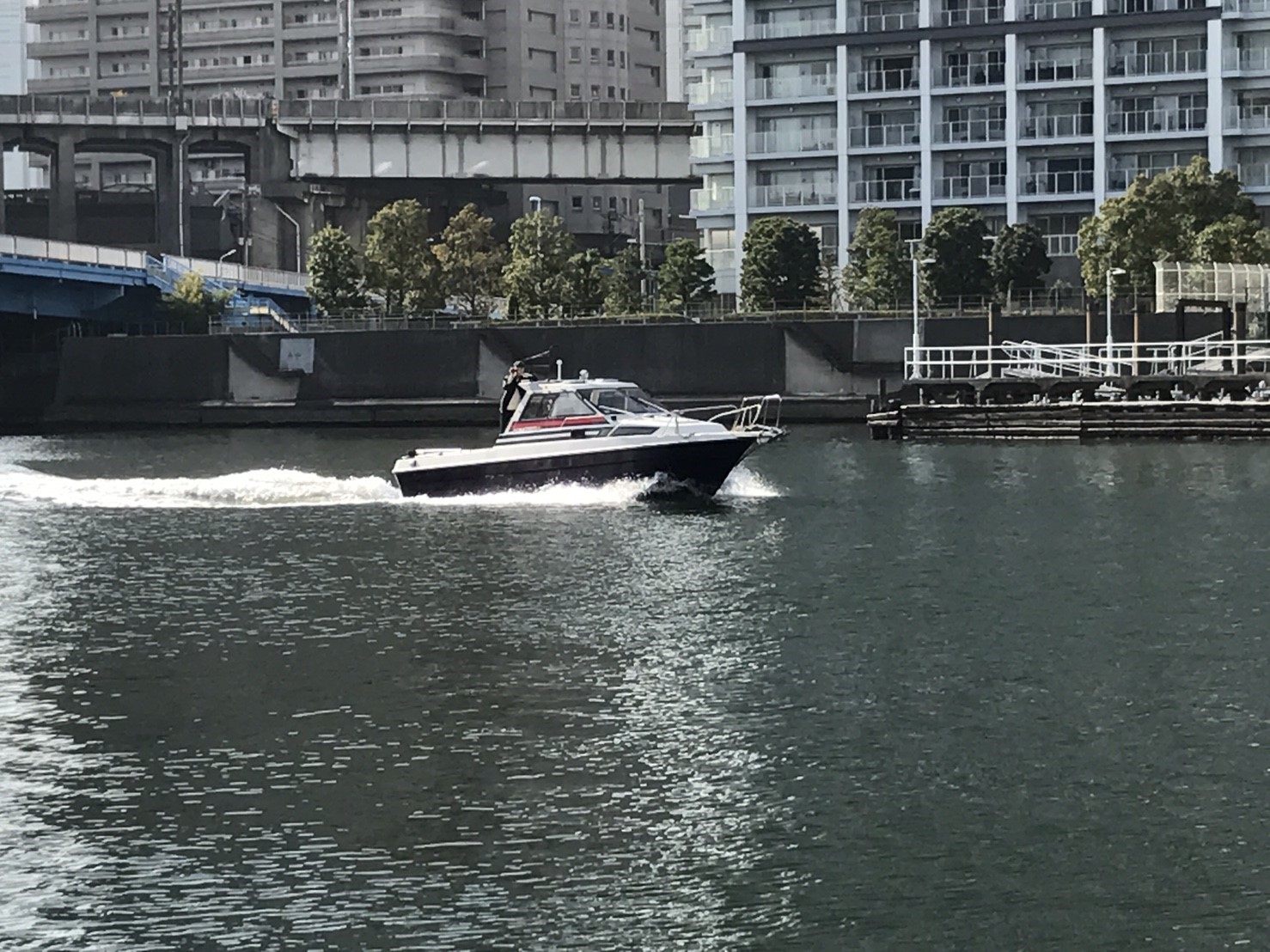 川にクルージングに出ている風景