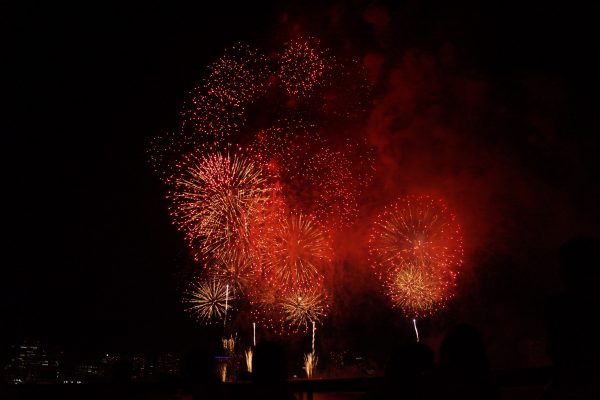 夜空に打ち上がる花火の風景