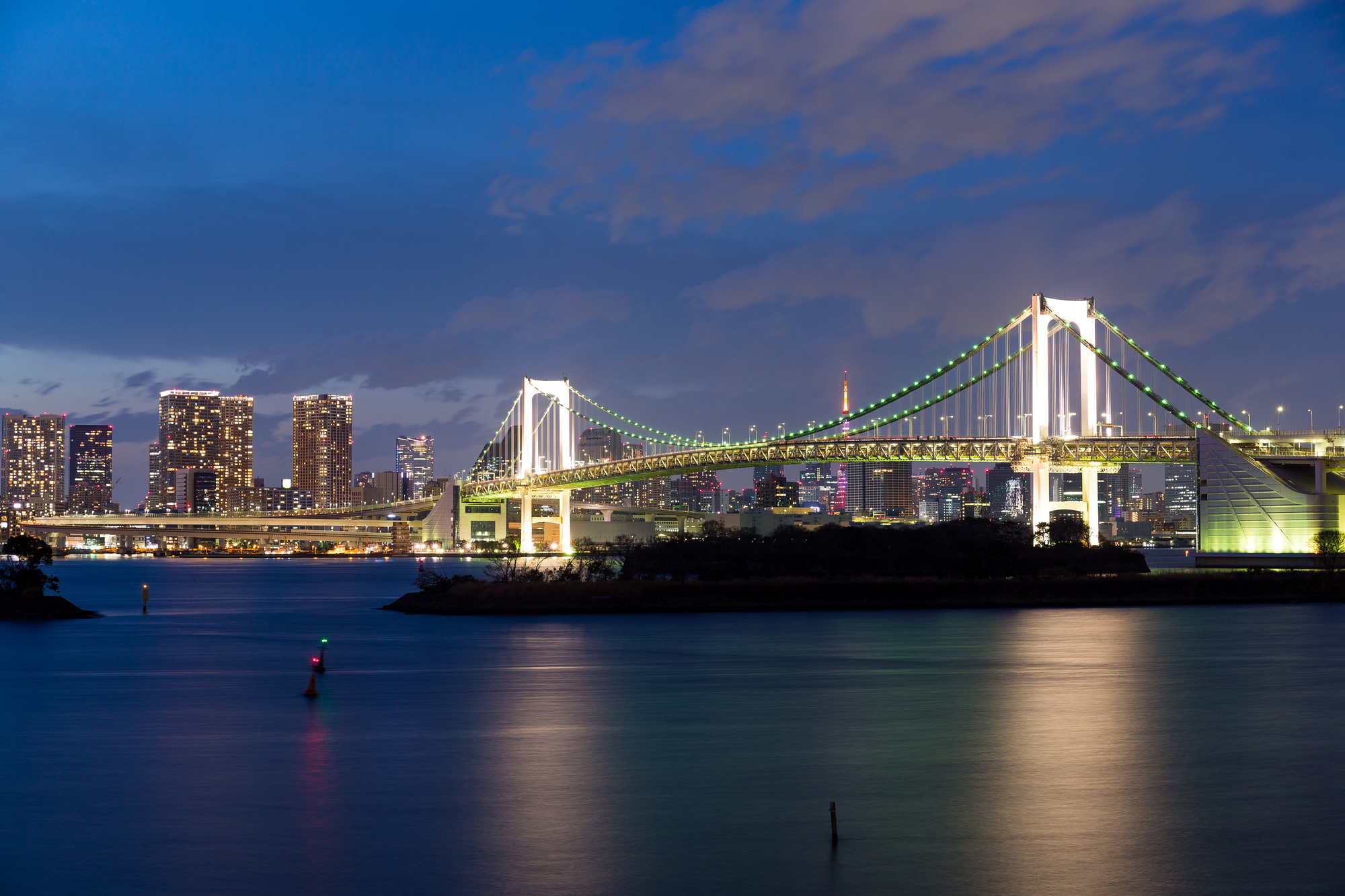 東京湾から見るお台場の夜景