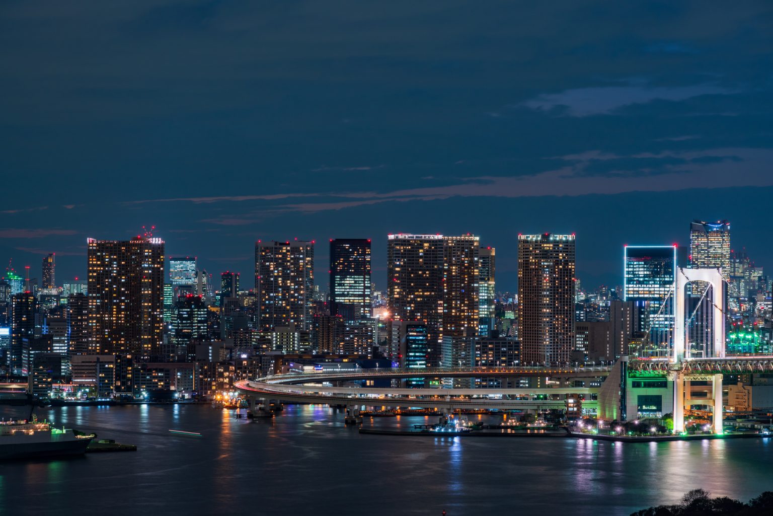 都心の夜景が見えるクルージング