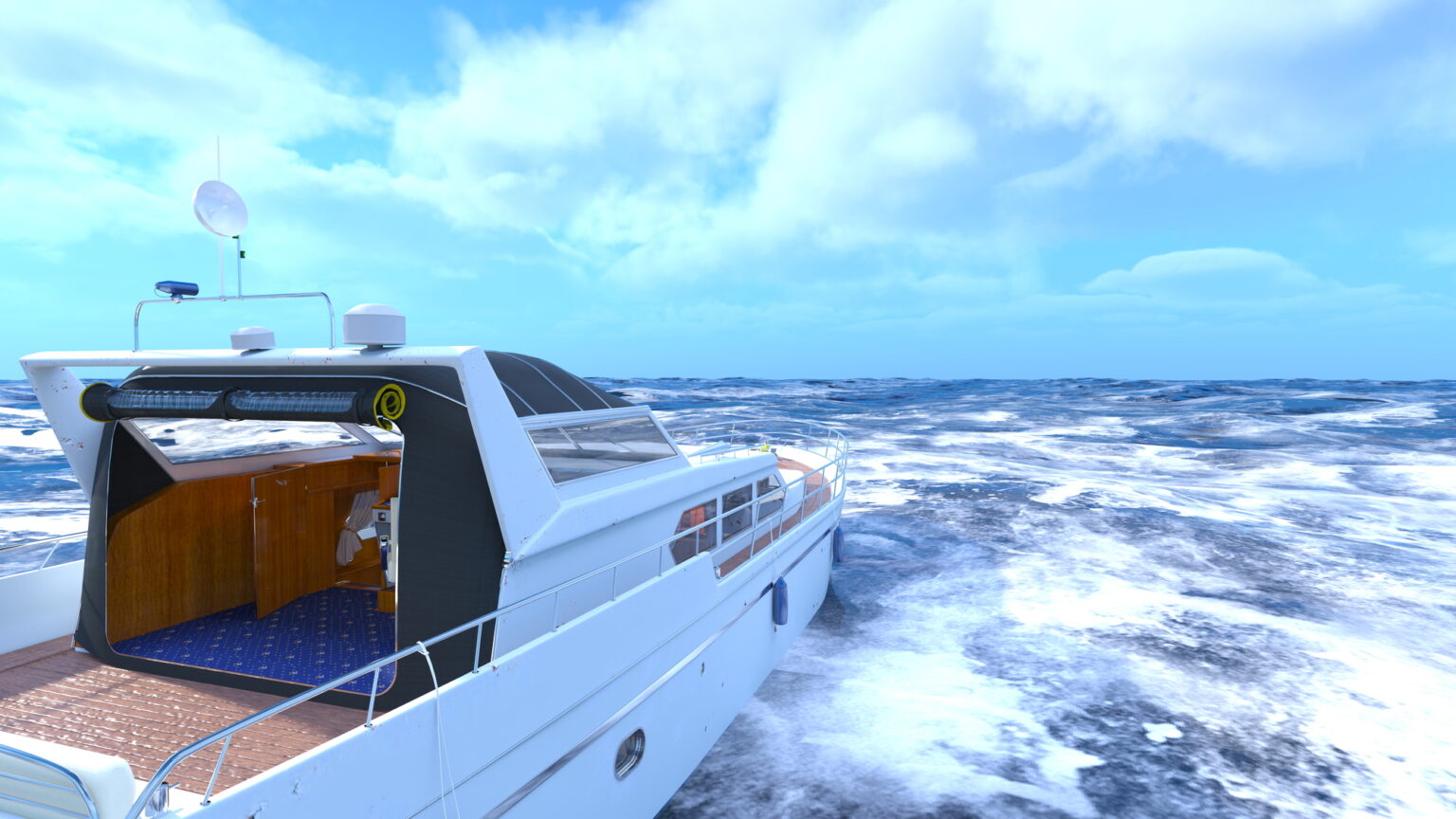 海に浮かぶクルーザー