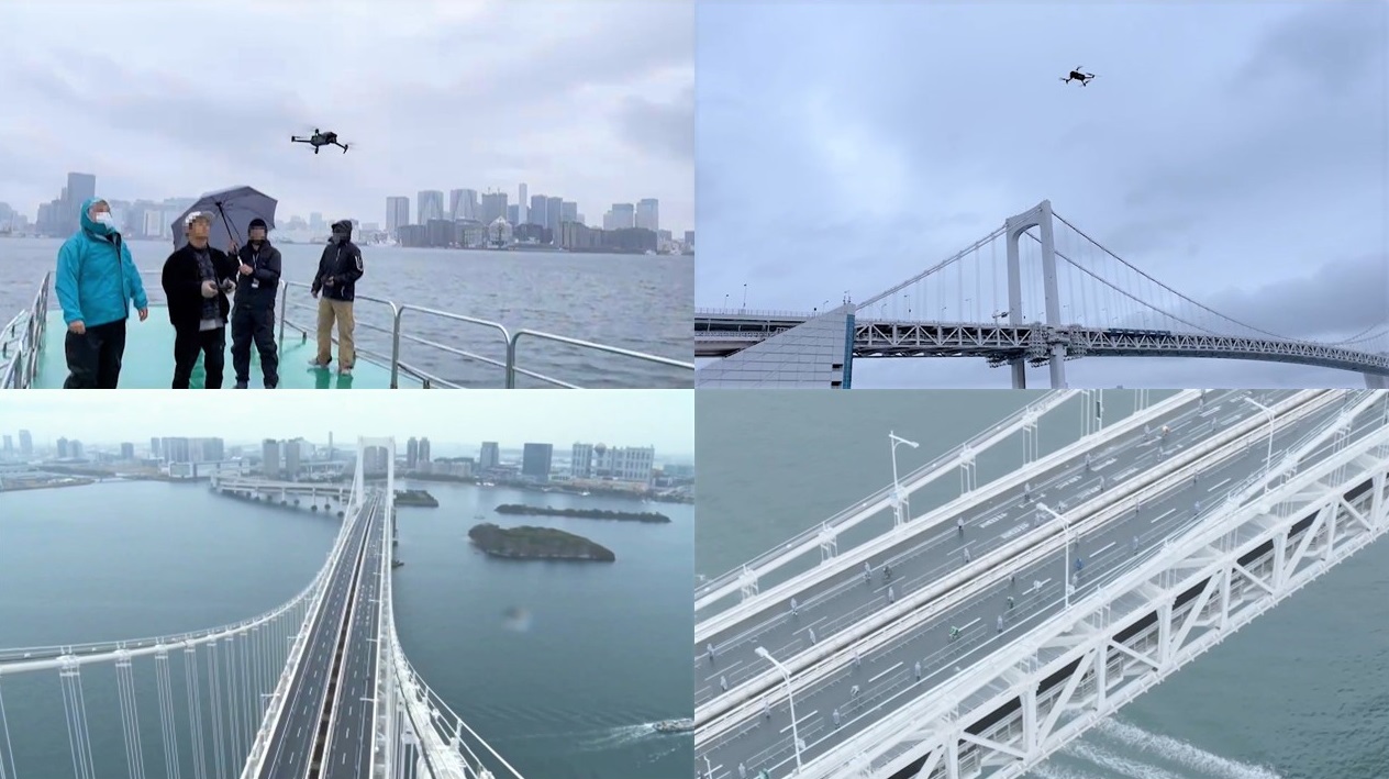 「GRAND CYCLE TOKYO」プロジェクトとして開催された「レインボーライド」という自転車イベントのドローン撮影でご利用いただきました。