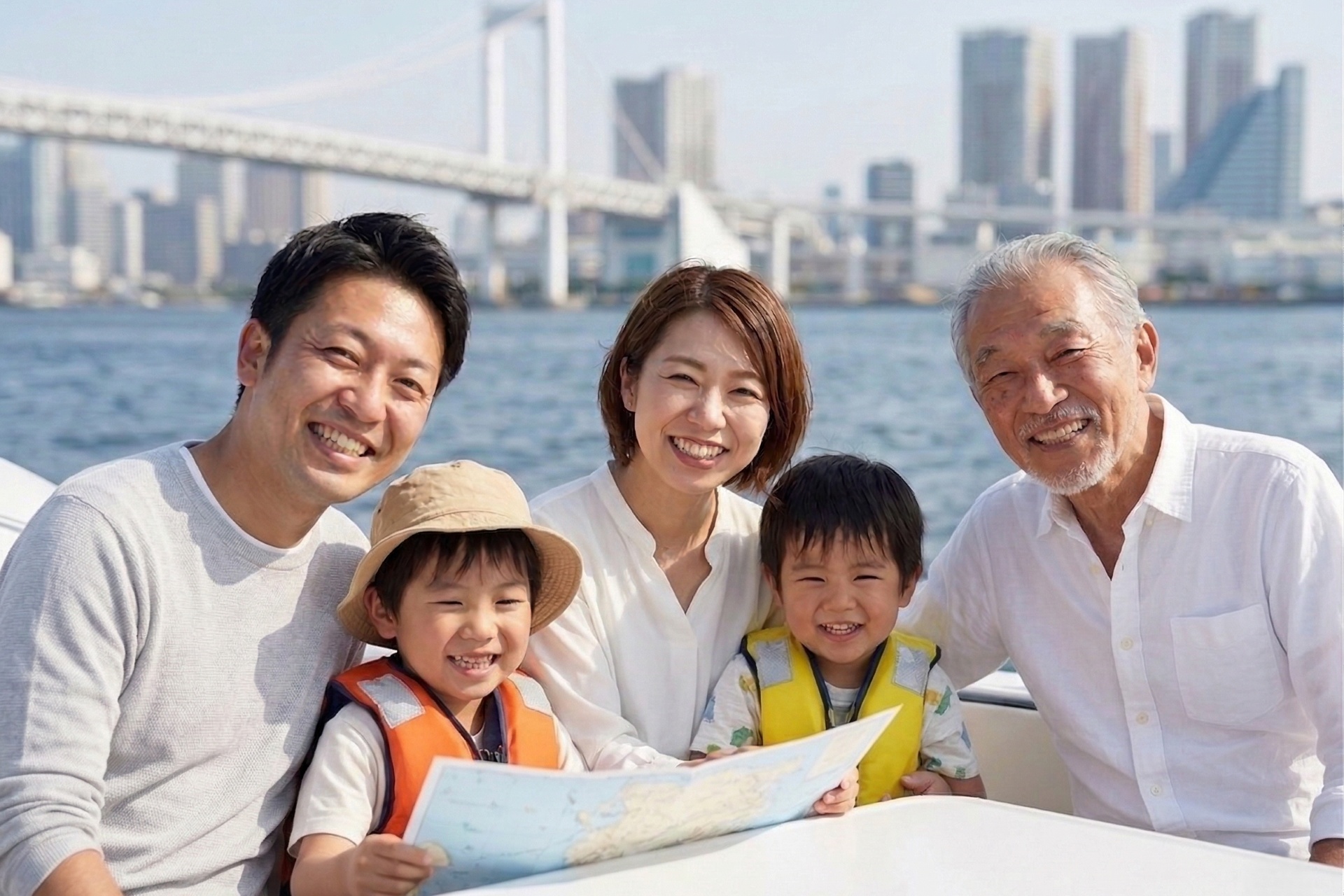 シーストーリー号でクルージングを楽しむ家族