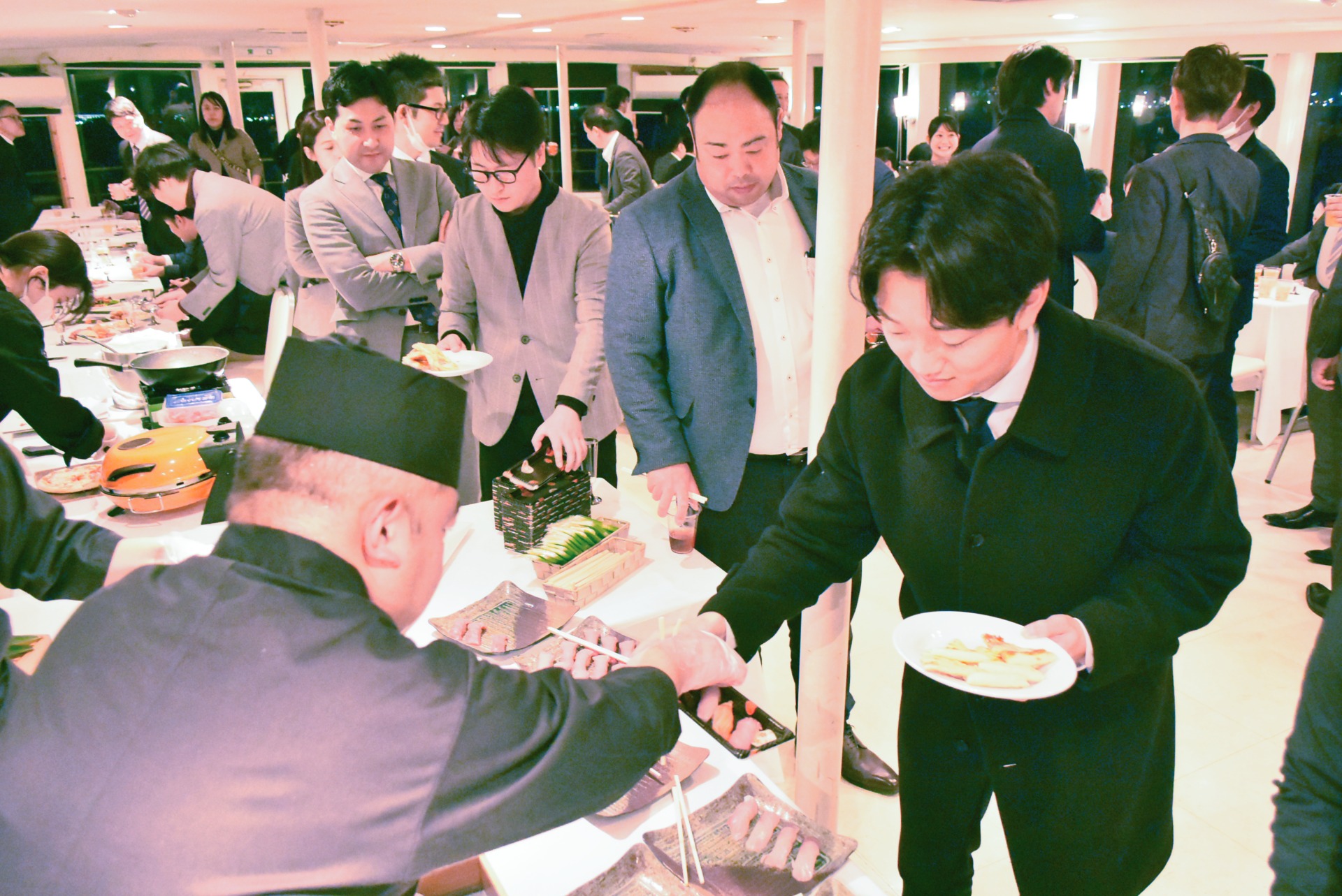 忘年会　寿司職人　